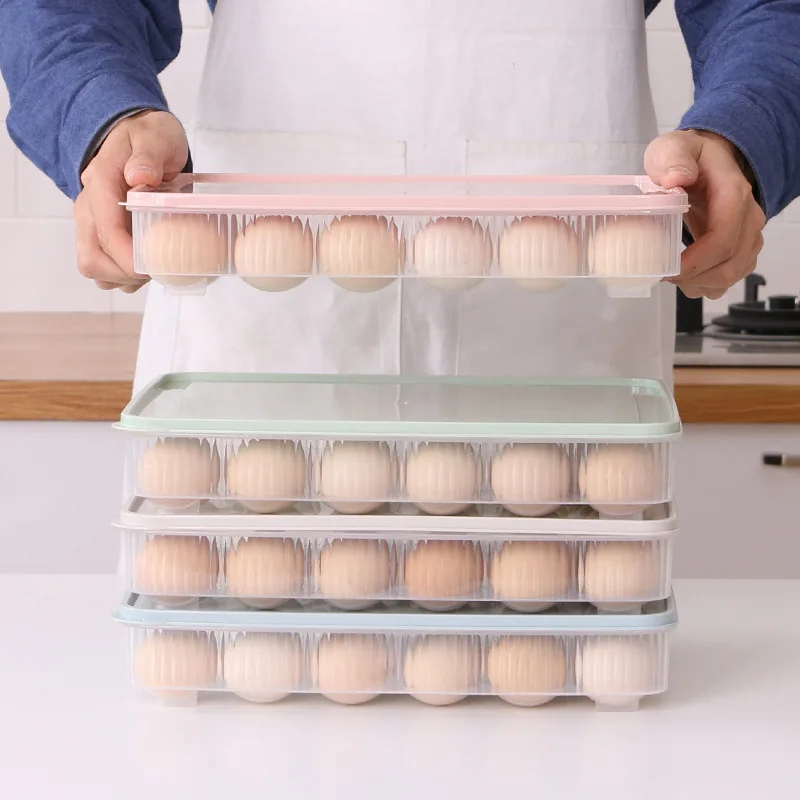 24 Окото на Пластмасови Контейнери За Съхранение на Яйца Скоростна Хладилник Органайзер Кутия За Съхранение на Пресни продукти Калъф Притежателя Тава с Кухненски Аксесоар Изображение 5 