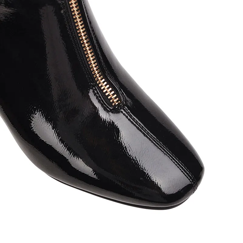 Lloprost ke/ 2020 г. стегнати обувки с цип отпред от лачена кожа с блестящи кристали, дамски обувки, червени ботильоны за жените, обувки H576 Изображение 5 