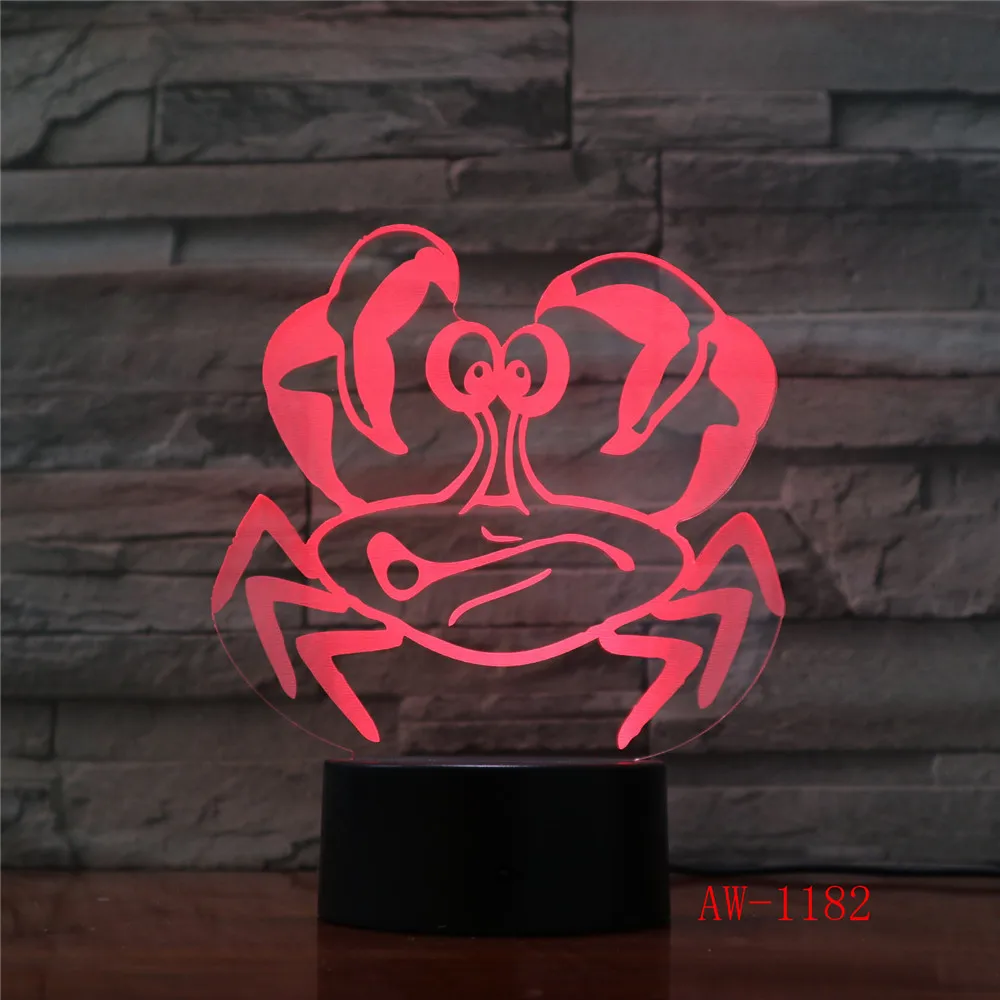 3D USB Детска Нощна лампа За Сън, Led Украса, Творчески Нощни лампи, 7 Цвята, Визуален Раци, Настолна Лампа, Осветление, Играчки, Подаръци AW-1182 Изображение 5 