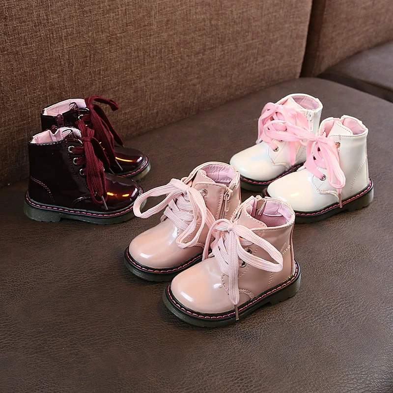 2020 Нова детски обувки, бели кожени модни обувки за момичета, Детски обувки Martin, детски къси ботуши, непромокаеми обувки за деца Изображение 5 
